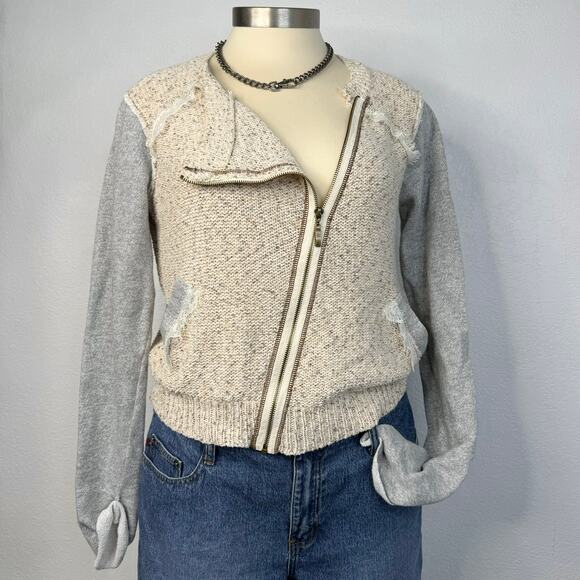 BKE Buckle Zip Cardigan Sweatshirt Sweater Asymmetrical Size Large - Picture 1 of 8